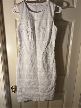 Calvin Klein White Sleeveless Midi Sheath Dress